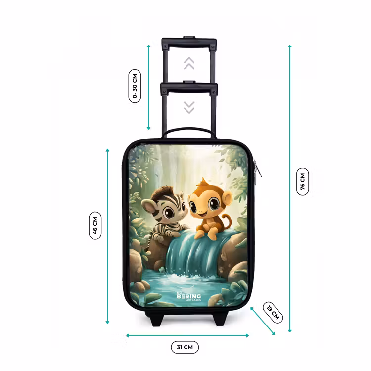 Kinderkoffers met naam - Zebra - Aapje - Waterval - Rotsen — 7