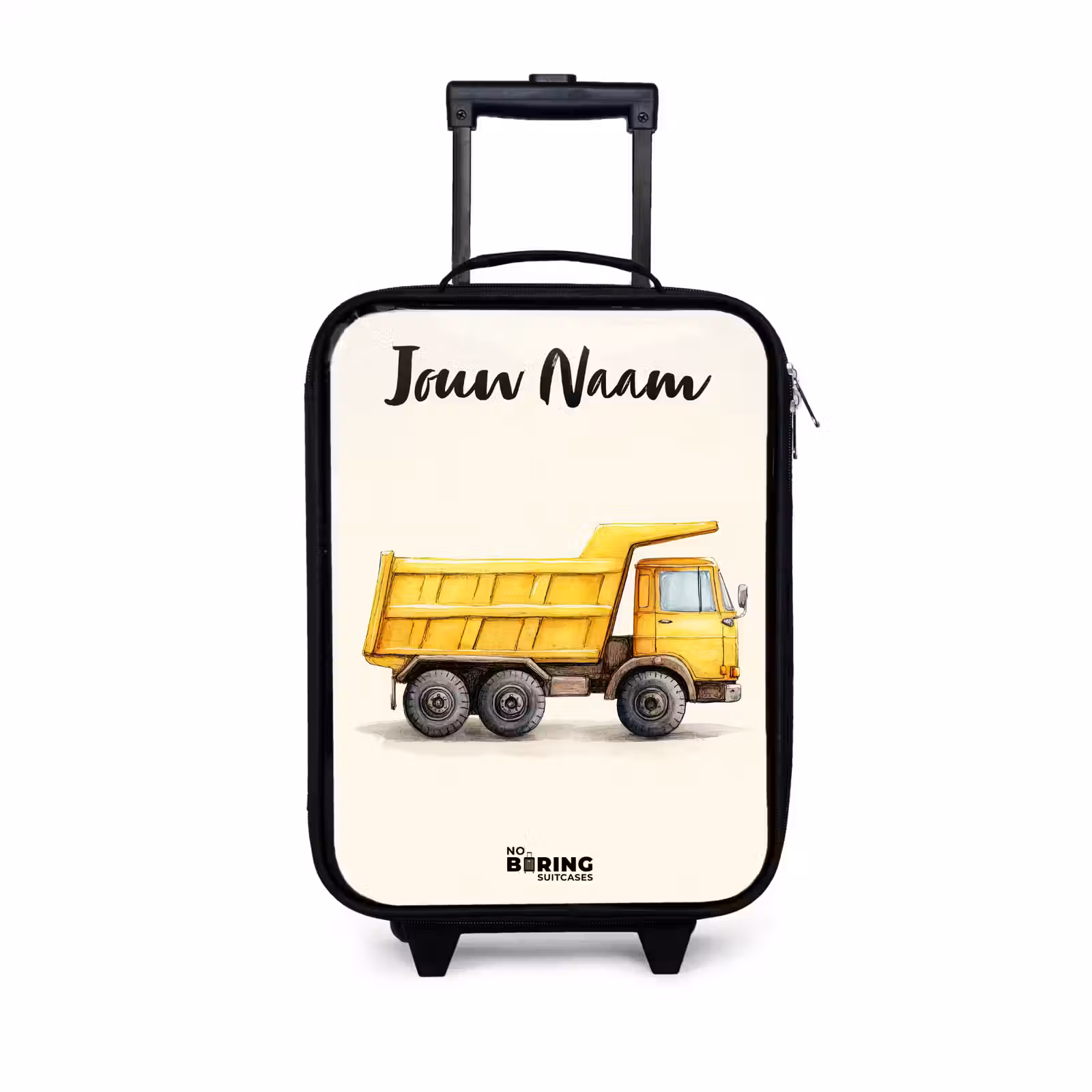 Kinderkoffers met naam - Kiepwagen - Getekend - Geel — 1