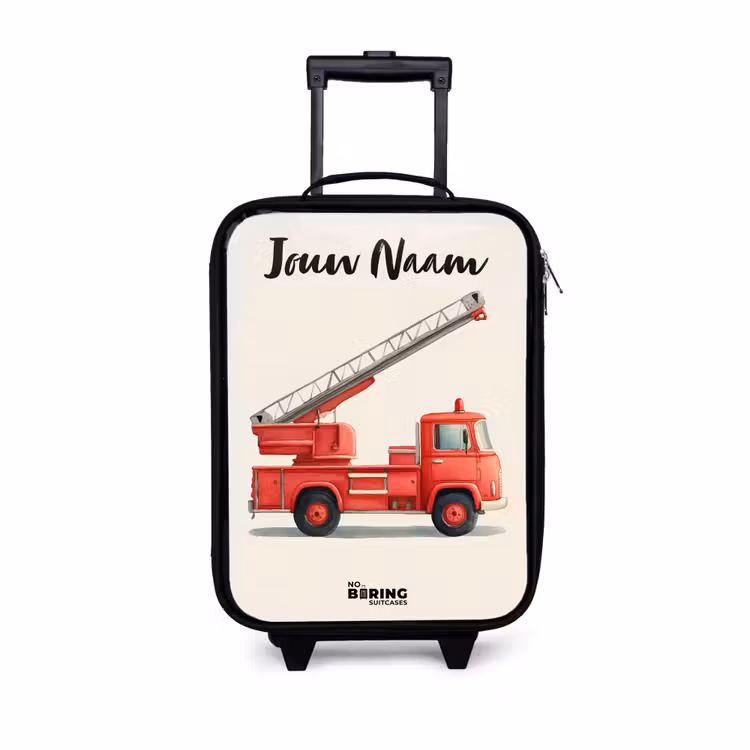 Kinderkoffers met naam - Brandweerwagen - Getekend - Rood — 1