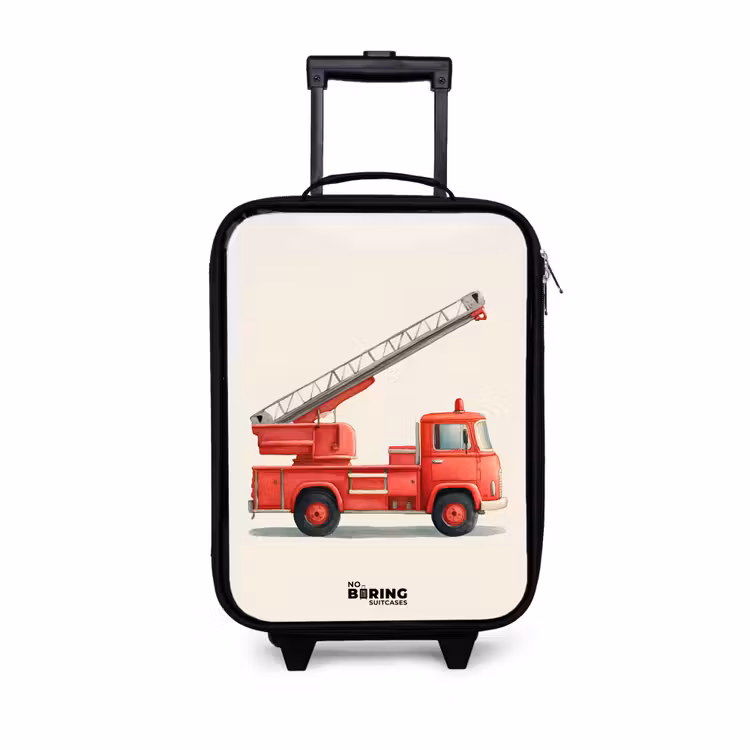 Kinderkoffers met naam - Brandweerwagen - Getekend - Rood — 1