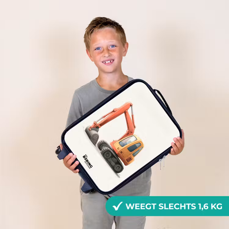 Kinderkoffers met naam - Graafmachine - Getekend - Oranje — 3