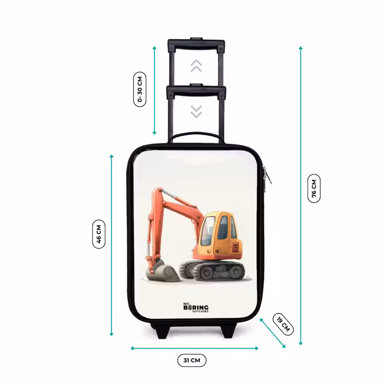 Kinderkoffers met naam - Graafmachine - Getekend - Oranje — 7