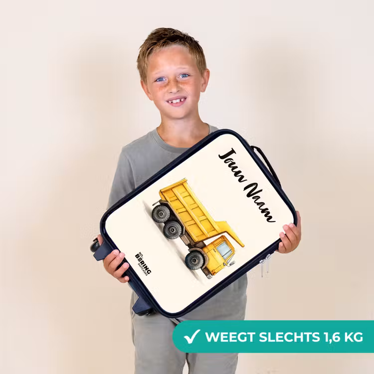 Kinderkoffers met naam - Kiepwagen - Getekend - Geel — 3