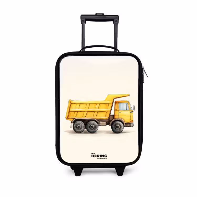 Kinderkoffers met naam - Kiepwagen - Getekend - Geel — 1