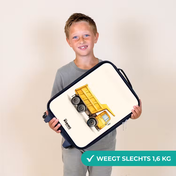 Kinderkoffers met naam - Kiepwagen - Getekend - Geel — 3