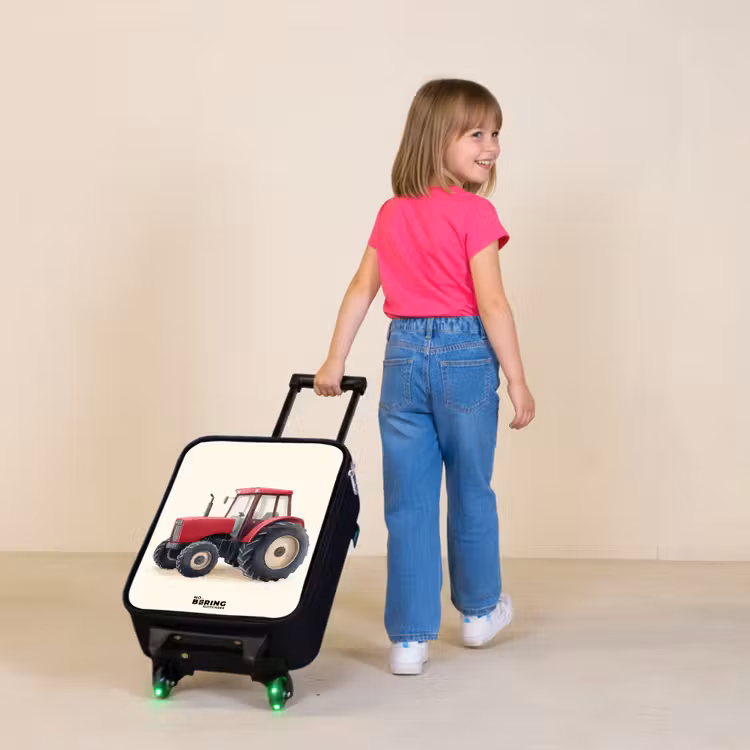 Kinderkoffers met naam - Tractor - Getekend - Rood — 2