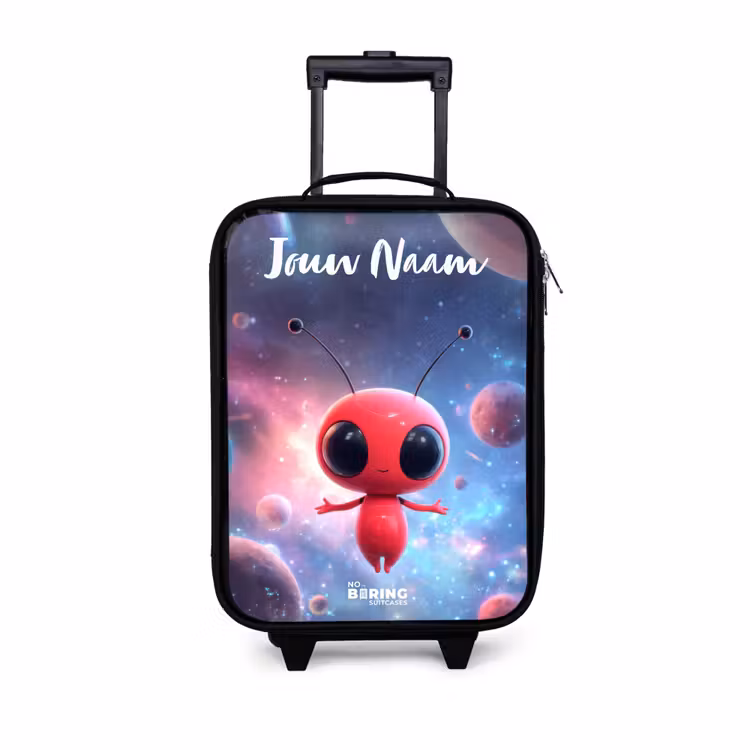 Kinderkoffers met naam - Rood Ruimtewezen in Kosmische Dans — 1