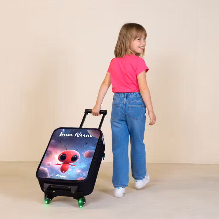 Kinderkoffers met naam - Rood Ruimtewezen in Kosmische Dans — 2