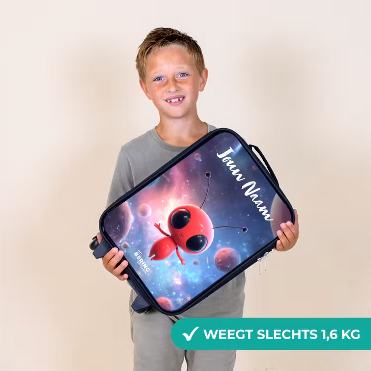 Kinderkoffers met naam - Rood Ruimtewezen in Kosmische Dans — 3