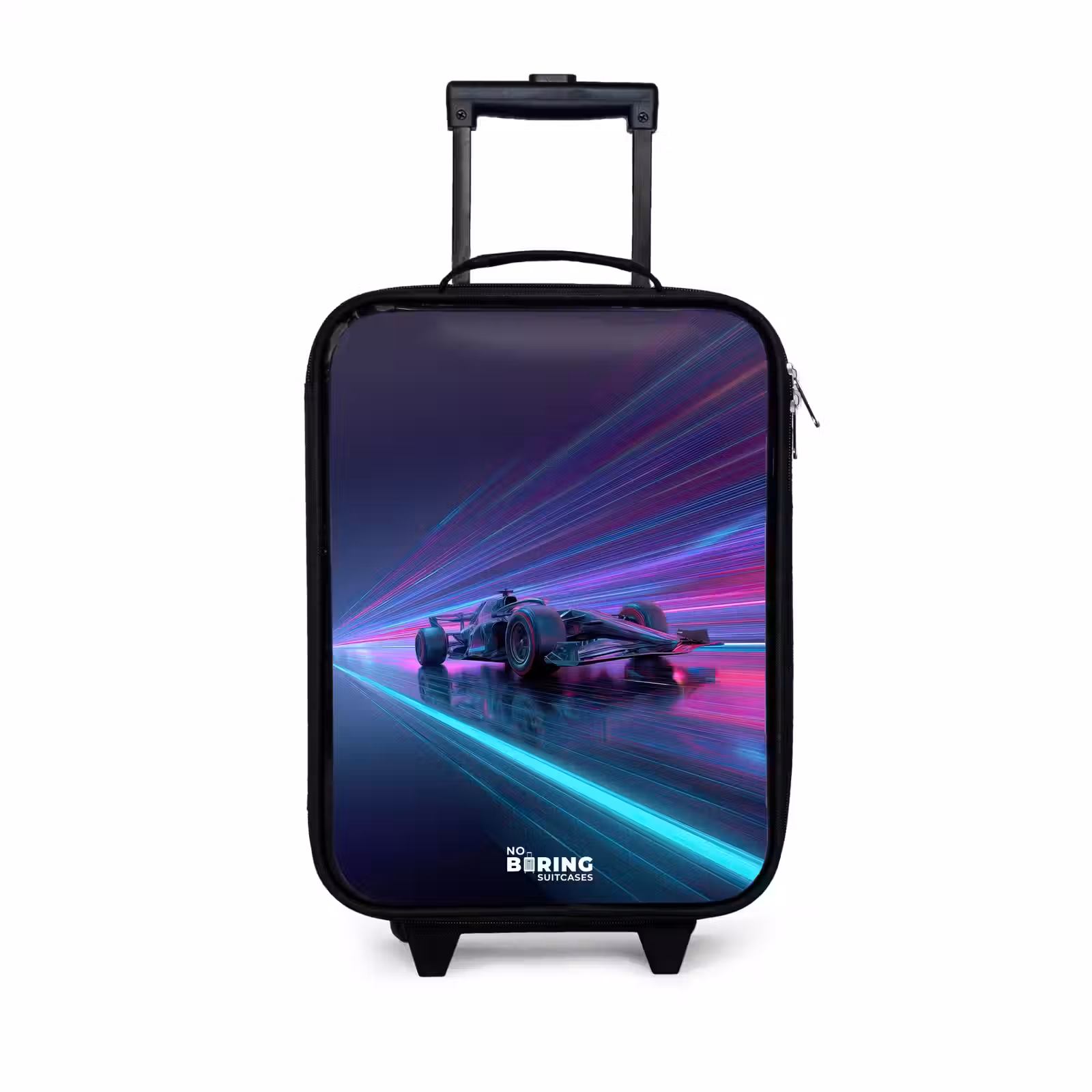Kinderkoffers met naam - Neon - Raceauto - Lichtstrepen - Paars — 1