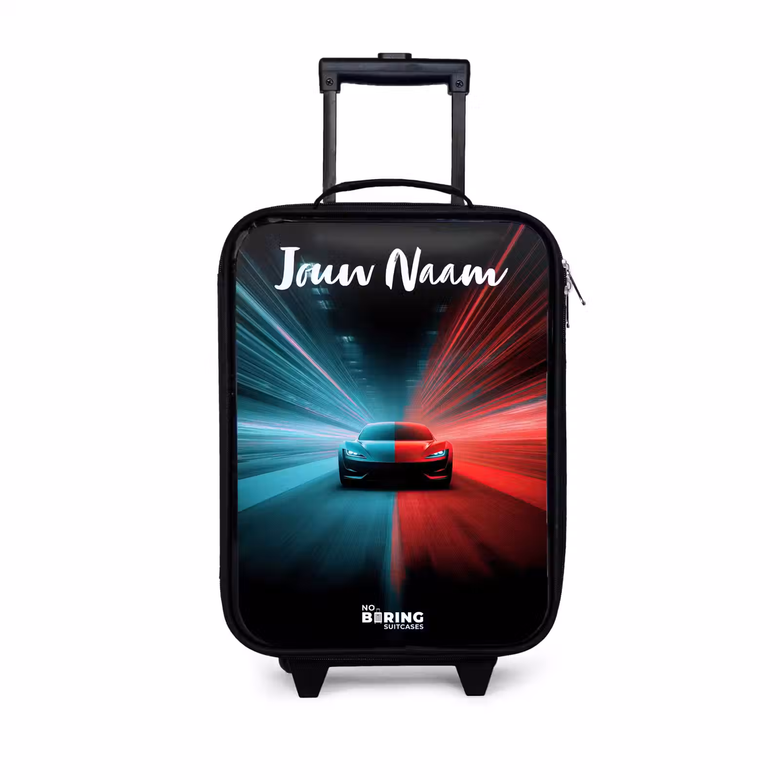 Kinderkoffers met naam - Sportauto - Blauw - Neon - Stad — 1