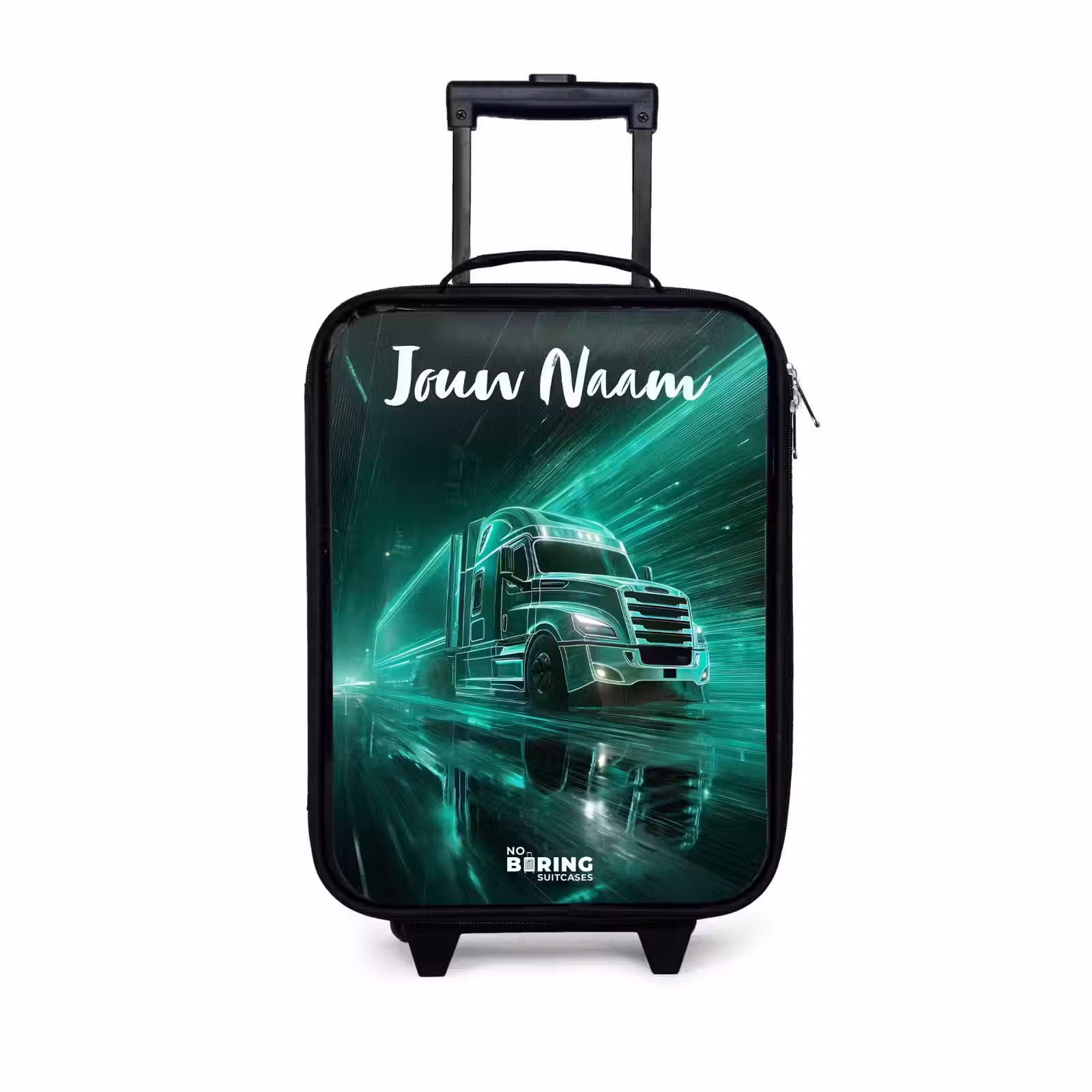 Kinderkoffers met naam - Vrachtwagen - Stad - Groen - Neon — 1