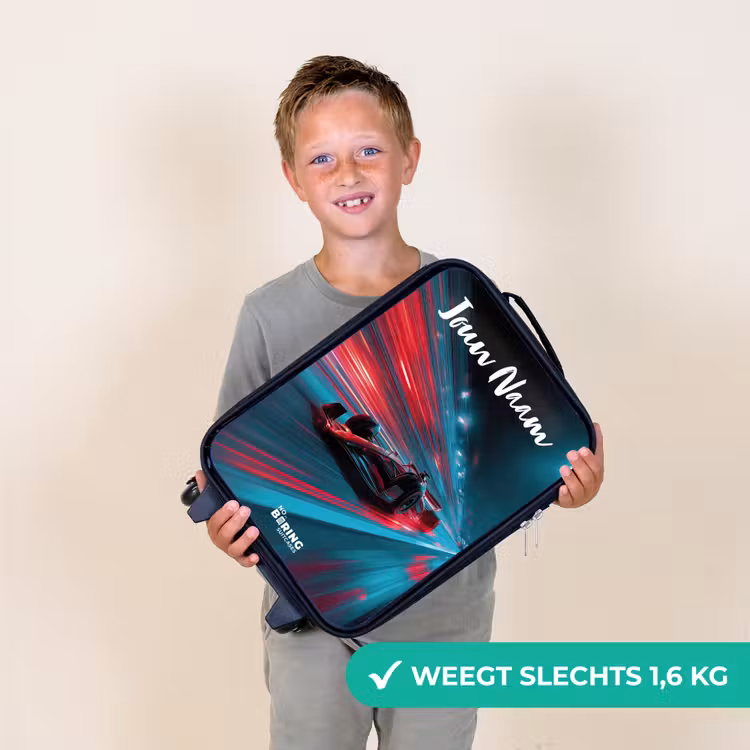 Kinderkoffers met naam - Formule 1 - Raceauto - Rood - Neonverlichting — 3