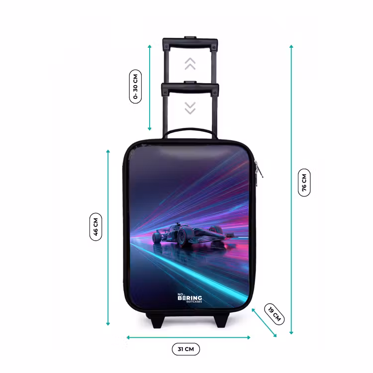 Kinderkoffers met naam - Neon - Raceauto - Lichtstrepen - Paars — 7