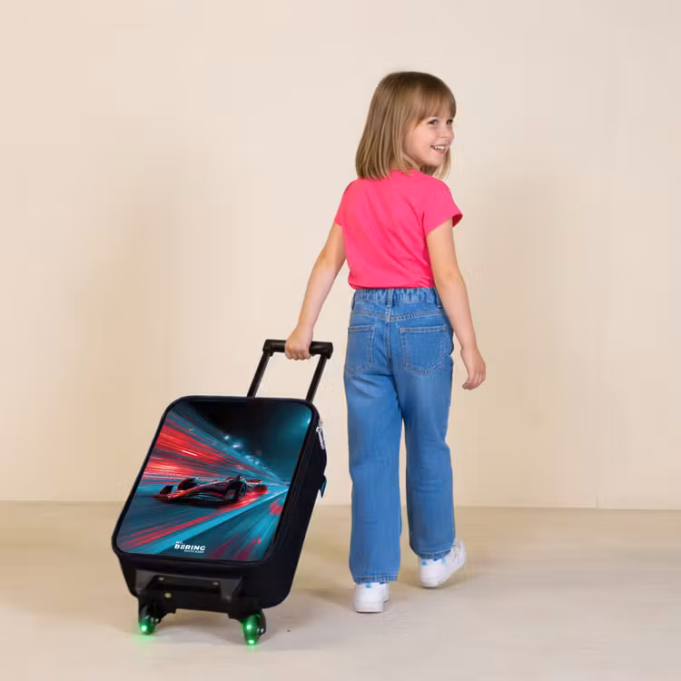 Kinderkoffers met naam - Raceauto - Baan - Neon - Verlichting — 2