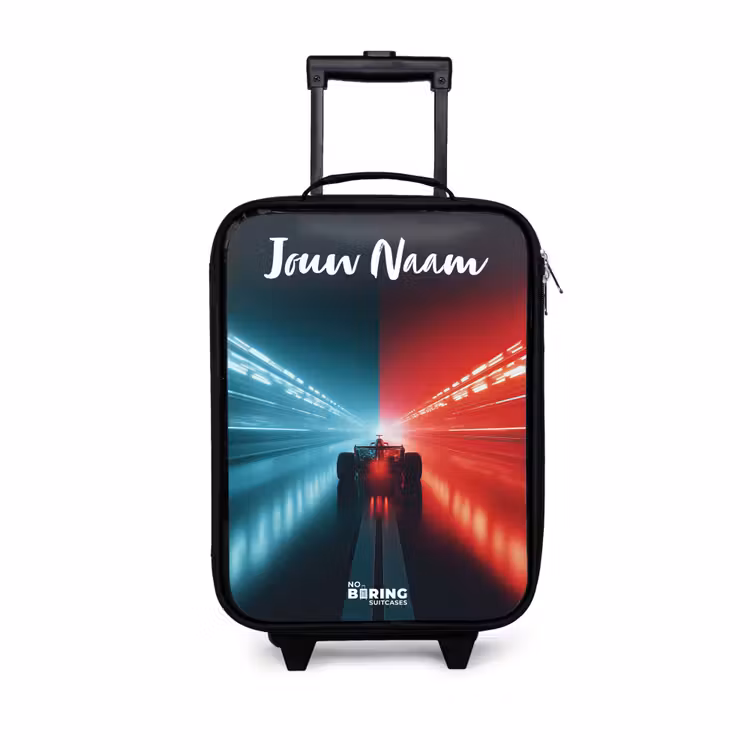 Kinderkoffers met naam - Raceauto - Verlichting - Neon - Rood — 1