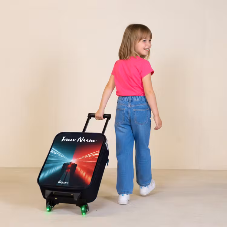 Kinderkoffers met naam - Raceauto - Verlichting - Neon - Rood — 2