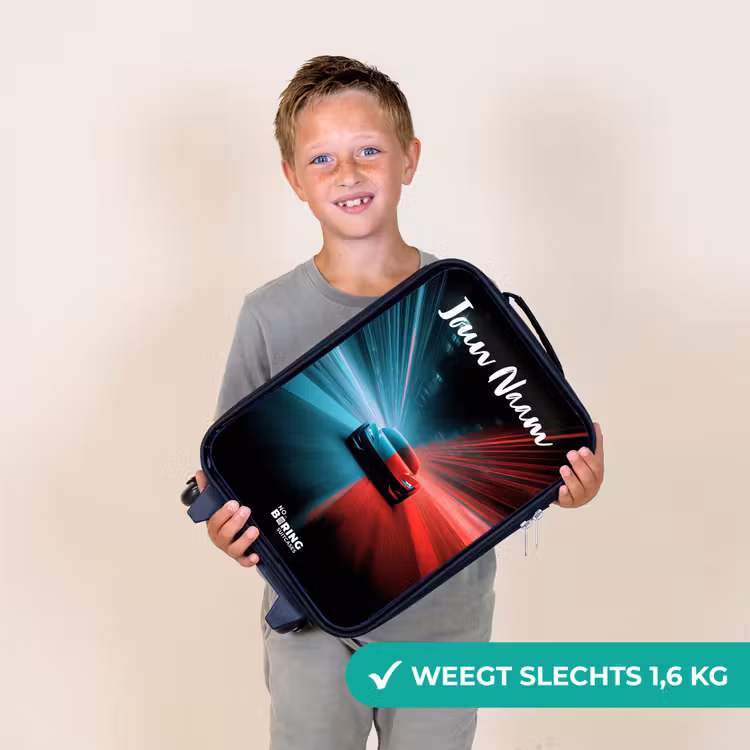 Kinderkoffers met naam - Sportauto - Blauw - Neon - Stad — 3