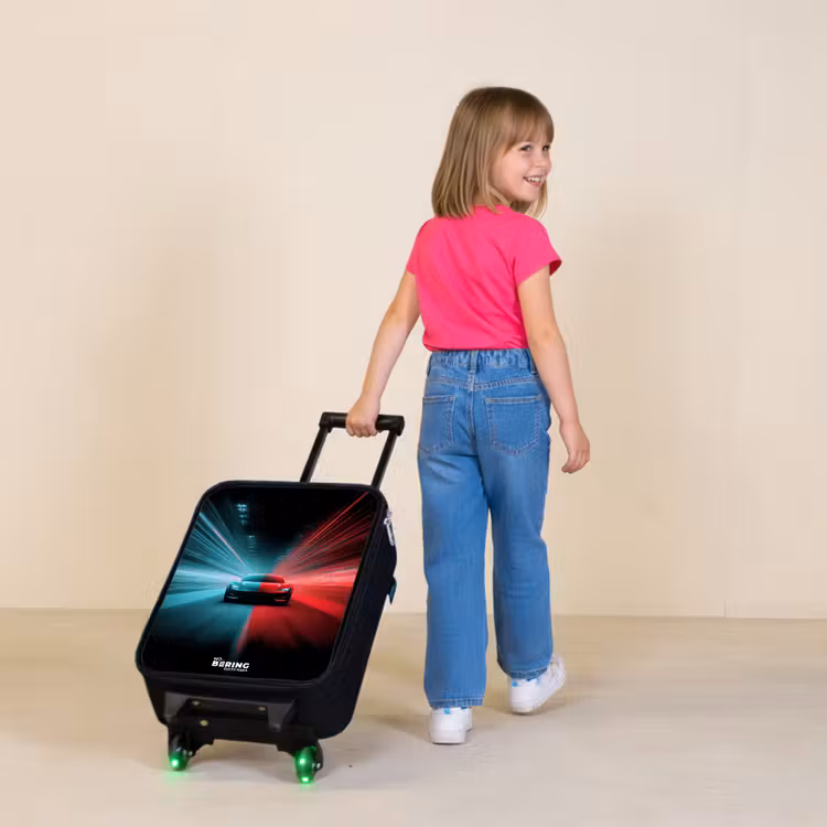 Kinderkoffers met naam - Sportwagen - Lichtstralen - Neon - Blauw — 2