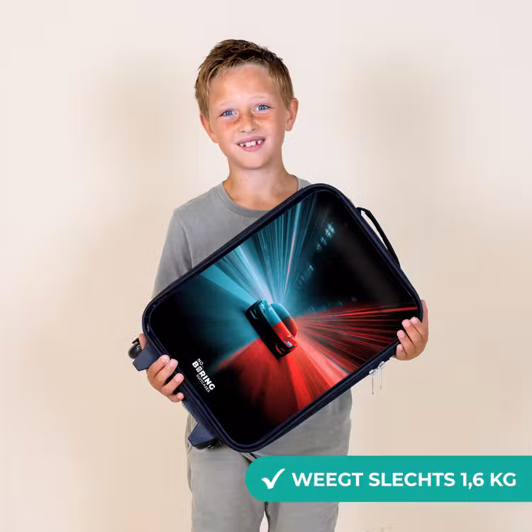 Kinderkoffers met naam - Sportwagen - Lichtstralen - Neon - Blauw — 3