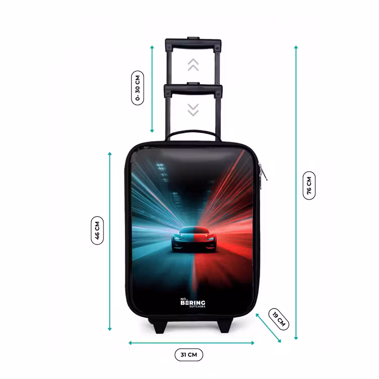 Kinderkoffers met naam - Sportwagen - Lichtstralen - Neon - Blauw — 7