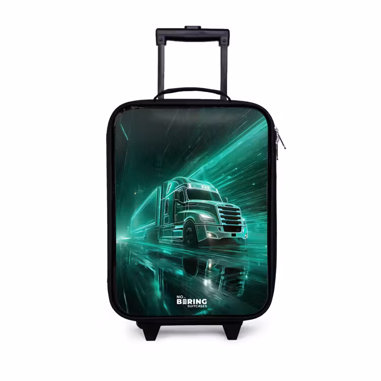 Kinderkoffers met naam - Vrachtwagen - Neon - Groen - Stad — 1