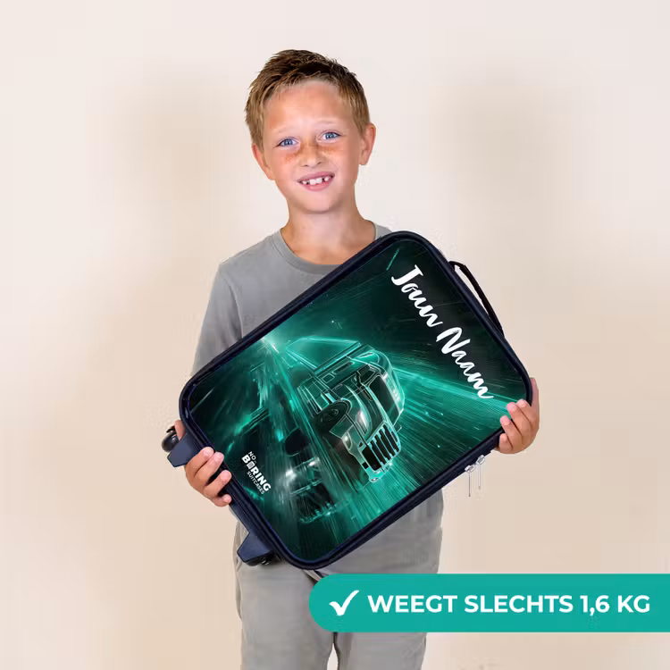 Kinderkoffers met naam - Vrachtwagen - Stad - Groen - Neon — 3
