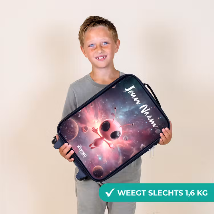 Kinderkoffers met naam - Roze Alien in Sterrennevel — 3