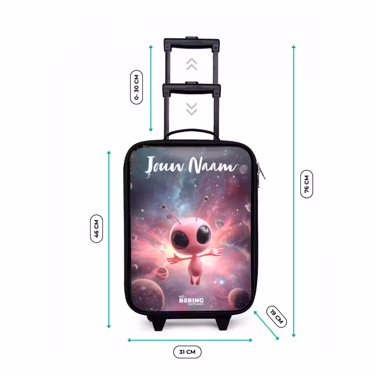Kinderkoffers met naam - Roze Alien in Sterrennevel — 7
