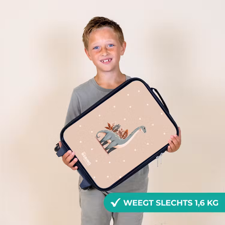 Kinderkoffer - Blauwe dinosaurus op een beige stippenachtergrond — 3