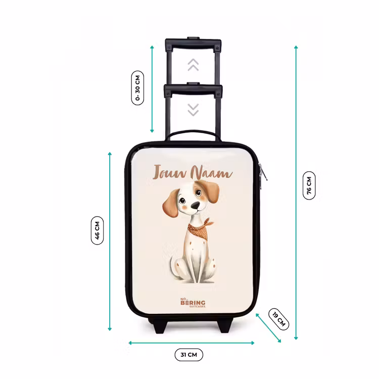 Kinderkoffer - Bruin gevlekte pup op een beige achtergrond — 7