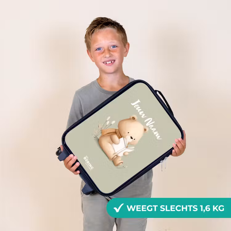Kinderkoffer - Een bruine beer met een boek - Groen — 3