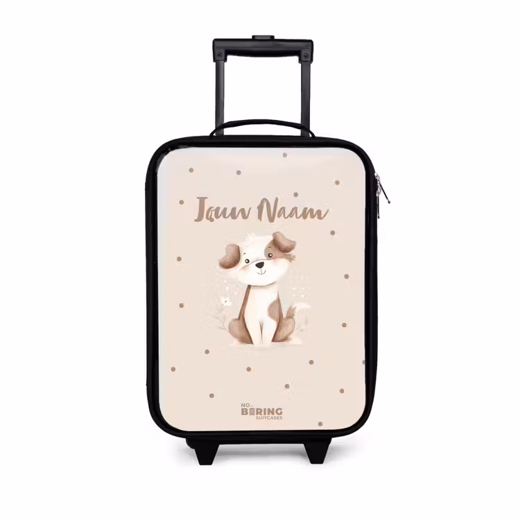 Kinderkoffer - Honden pup omringd door bruine stippen — 1