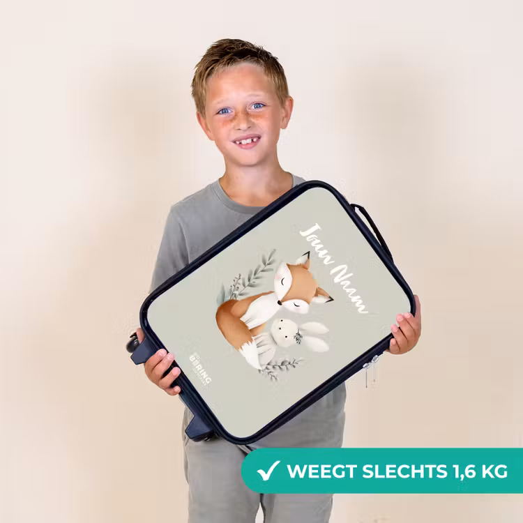 Kinderkoffer - Vos en konijn omringd door groene blaadjes — 3