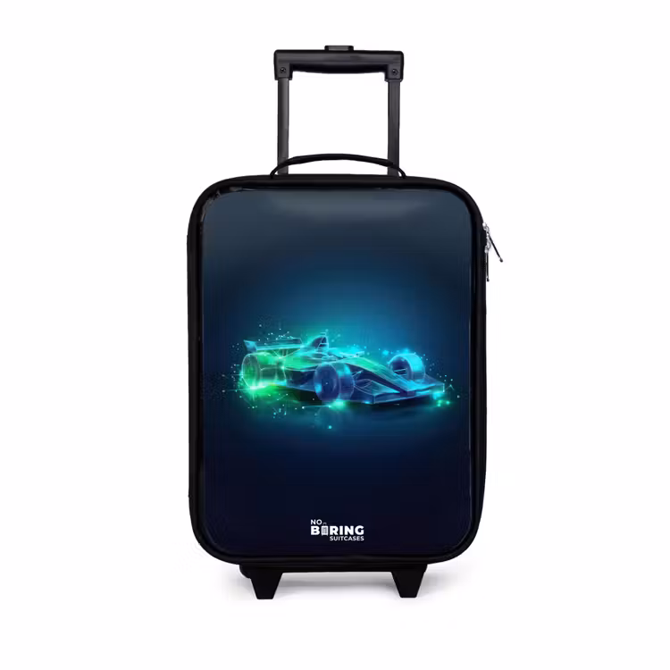 Kinderkoffer - Neon racewagen in digitale stijl — 1