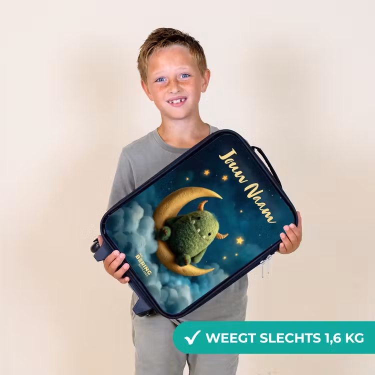 Kinderkoffers met naam - Groen monster op maansikkel — 3