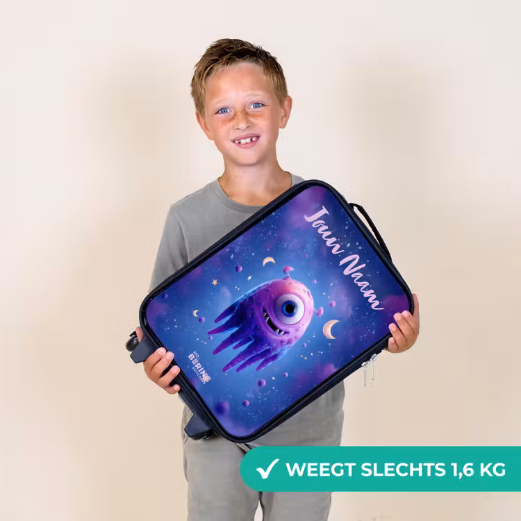 Kinderkoffers met naam - Vrolijk paarsoog in de ruimte — 3