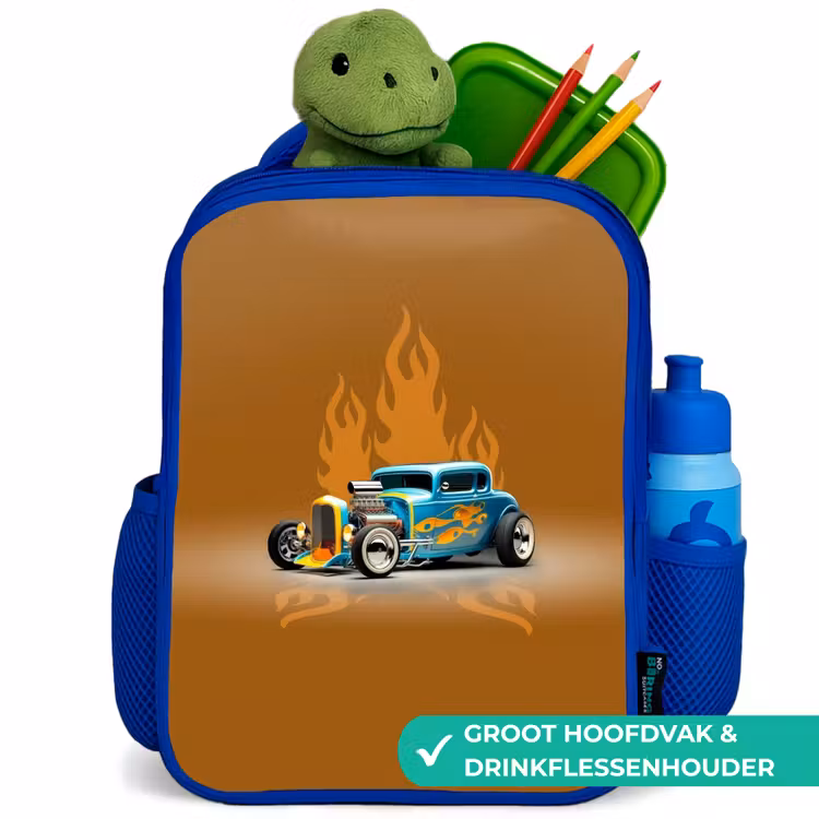 Kinderrugzak - Blauw - Blauwe auto met gele vlammen — 6