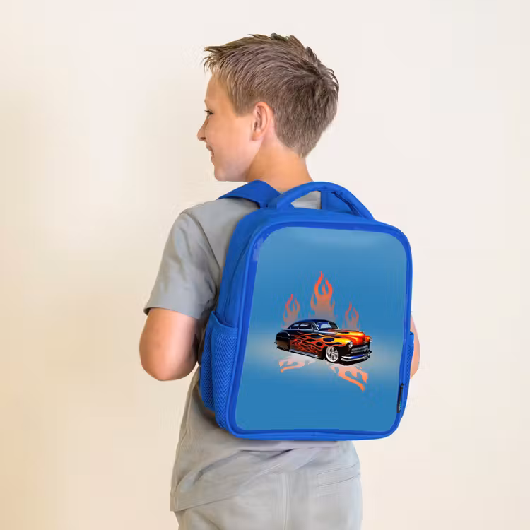 Kinderrugzak - Blauw - Hotrod flames — 3