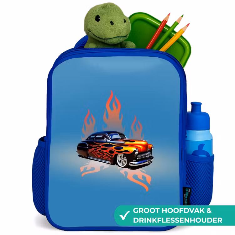 Kinderrugzak - Blauw - Hotrod flames — 6