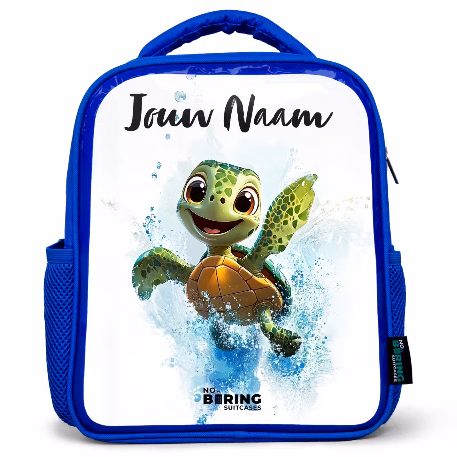 Kinderrugzak met naam - Blauw - Schildpad - Water - Groen — 1