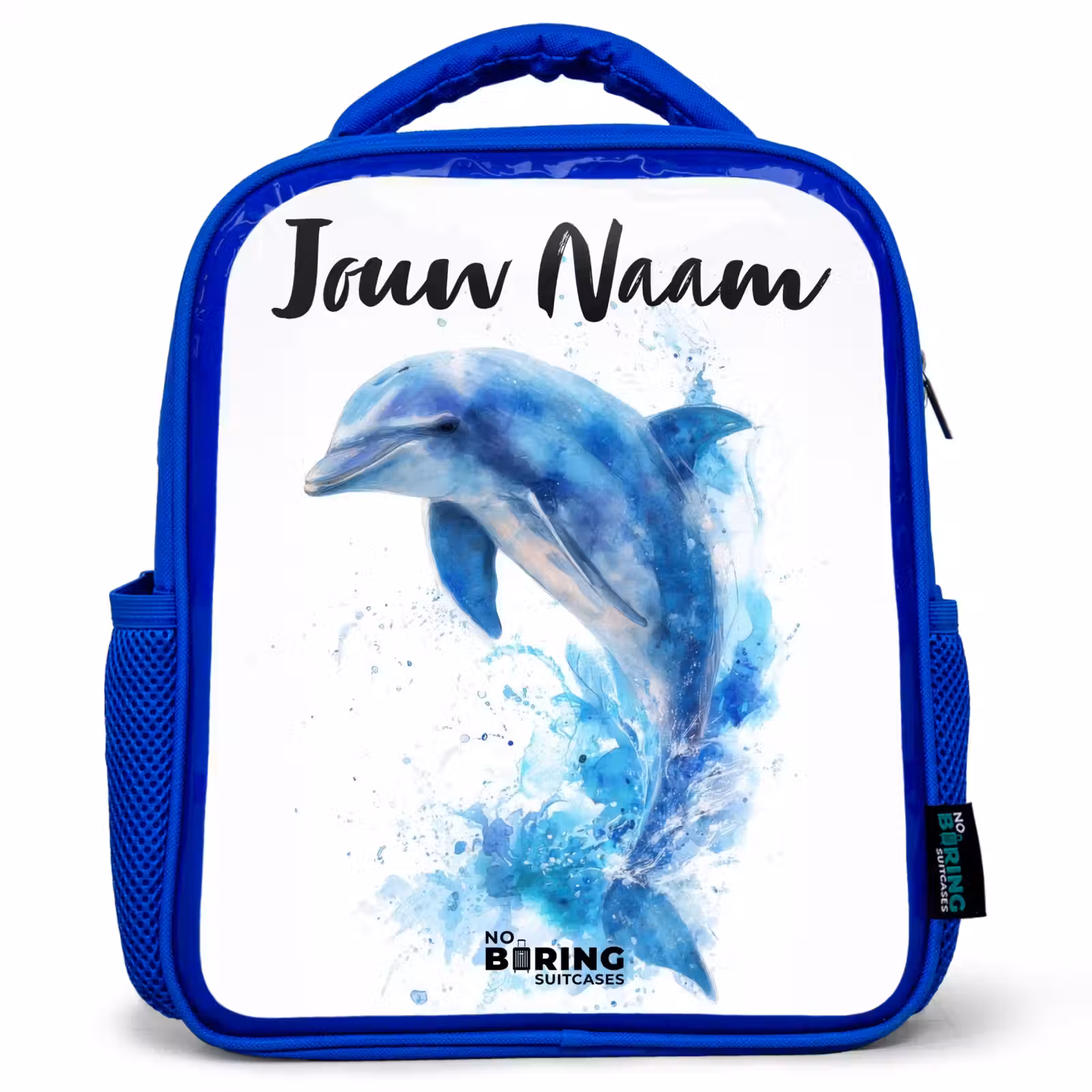 Kinderrugzak met naam - Blauw - Springende blauwe dolfijn β 1
