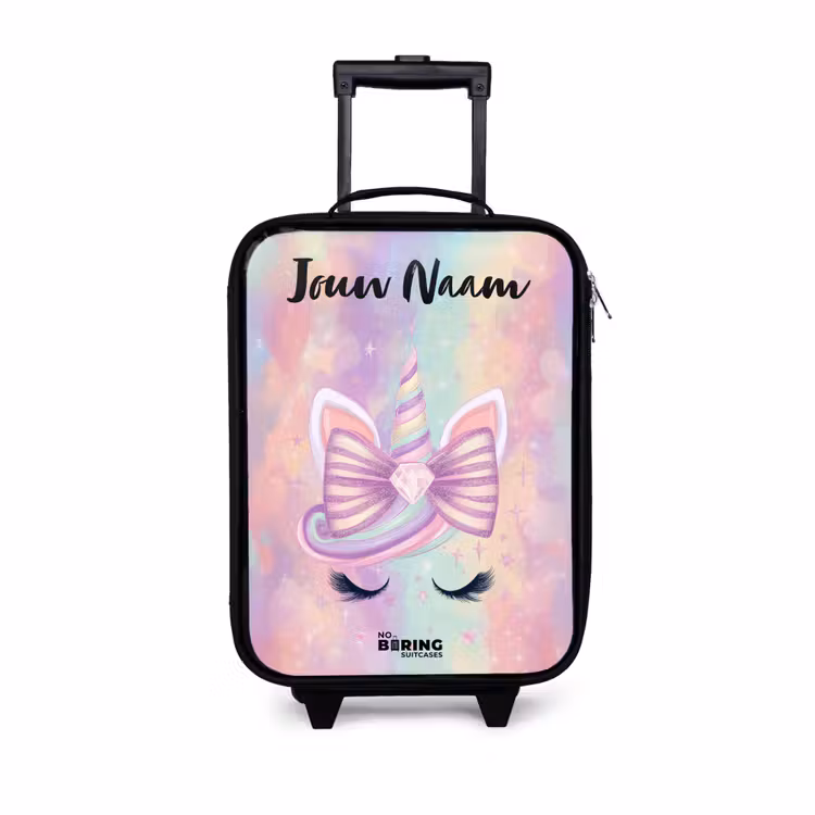 Kinderkoffers met naam - Eenhoorn - Glitters - Regenboog - Pastel — 1