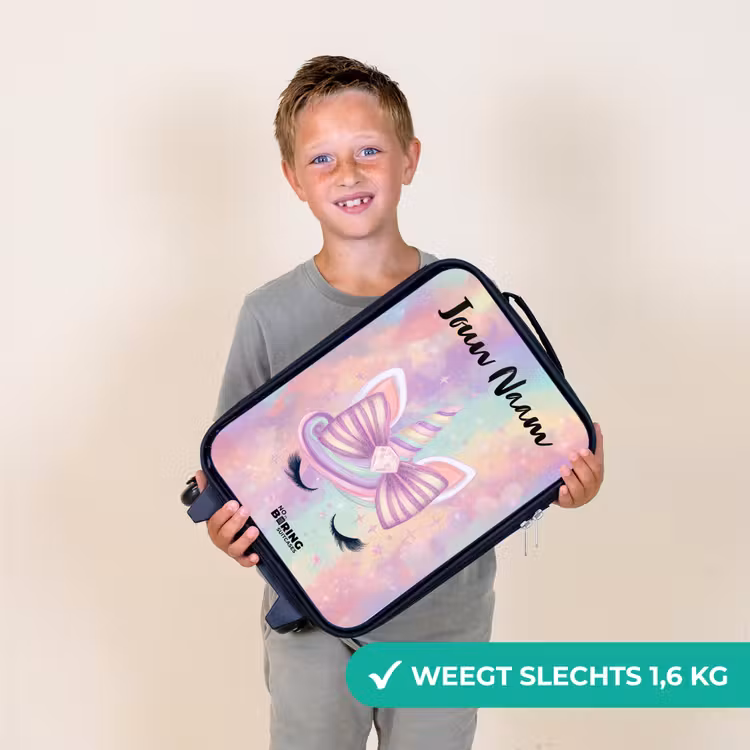 Kinderkoffers met naam - Eenhoorn - Glitters - Regenboog - Pastel — 3