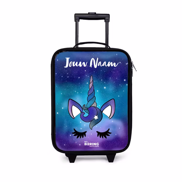 Kinderkoffers met naam - Eenhoorn - Sterrenhemel - Blauw — 1