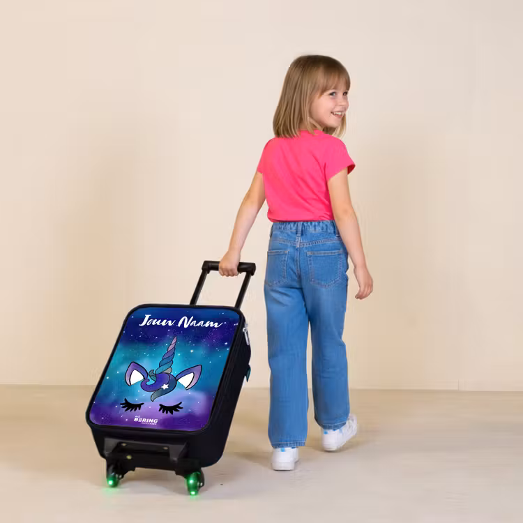 Kinderkoffers met naam - Eenhoorn - Sterrenhemel - Blauw — 2
