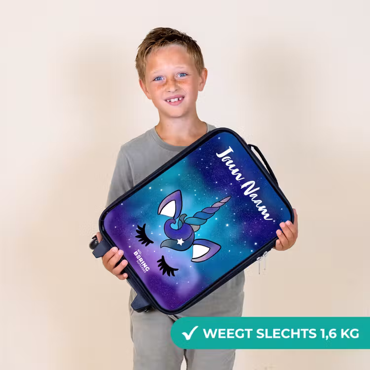 Kinderkoffers met naam - Eenhoorn - Sterrenhemel - Blauw — 3