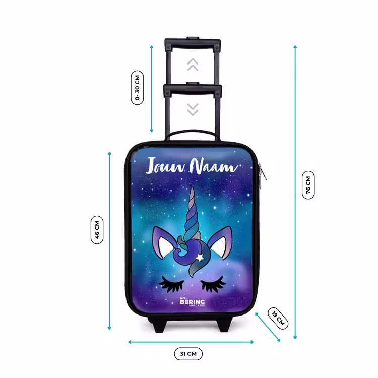 Kinderkoffers met naam - Eenhoorn - Sterrenhemel - Blauw — 7