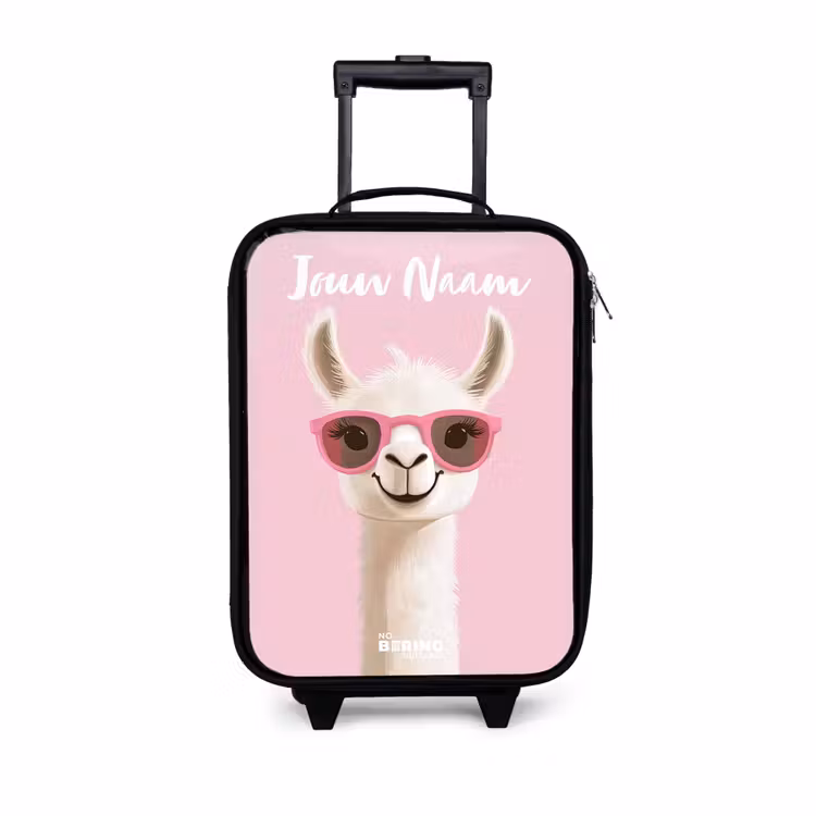 Kinderkoffers met naam - Lama - Wit - Zonnebril - Wimpers — 1