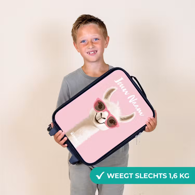 Kinderkoffers met naam - Lama - Wit - Zonnebril - Wimpers — 3